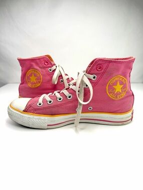 Converse Pink Orange Chuck Taylor High Top Embroidered Unisex Sneakers
